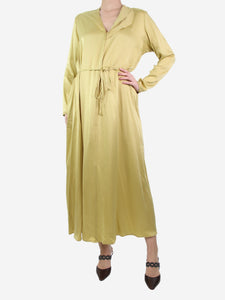 Alysi Yellow long-sleeved silk maxi dress - size UK 10