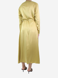 Alysi Yellow long-sleeved silk maxi dress - size UK 10