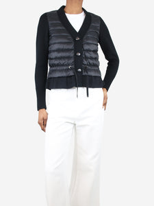 Moncler Black down-panelled knit jacket - size XS