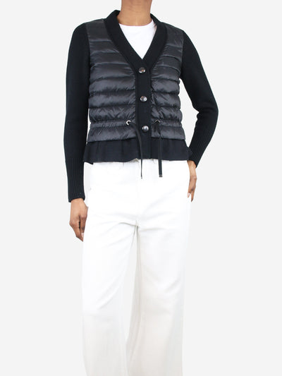 Black down-panelled knit jacket - size XS