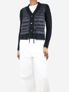 Moncler Black down-panelled knit jacket - size XS