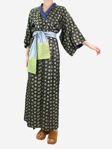 Daniel Hanson Multi floral printed belted jacquard kimono - One Size