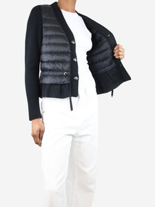 Moncler Black down-panelled knit jacket - size XS