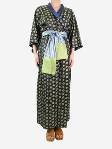 Daniel Hanson Multi floral printed belted jacquard kimono - One Size