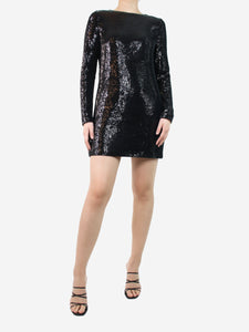 ME+EM Black sequin long-sleeved dress - size UK 8