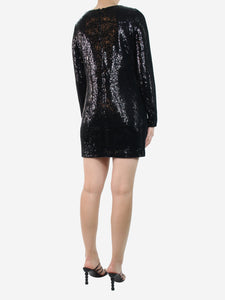 ME+EM Black sequin long-sleeved dress - size UK 8