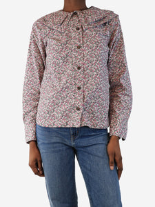 Ganni Pink floral blouse - size UK 6