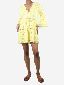 Melissa Odabash Yellow lace trimmed mini dress - size XS