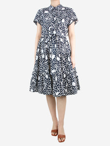 Diane Von Furstenberg Blue polka-dot tiered dress - size L