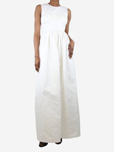 Tove Ivory sleeveless gathered midi dress - size UK 6