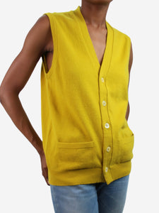 Crimson Yellow sleeveless pocket cardigan - size XS