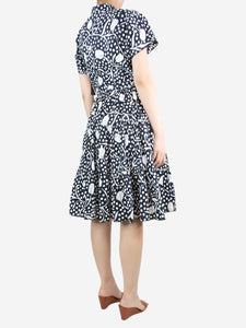 Diane Von Furstenberg Blue polka-dot tiered dress - size L