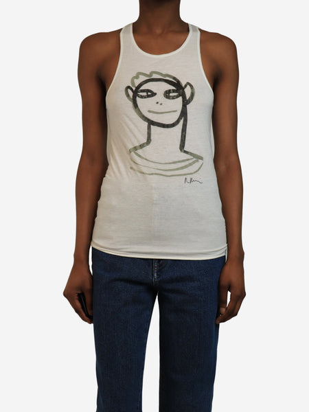 White face-print tank top - size UK 8 product image
