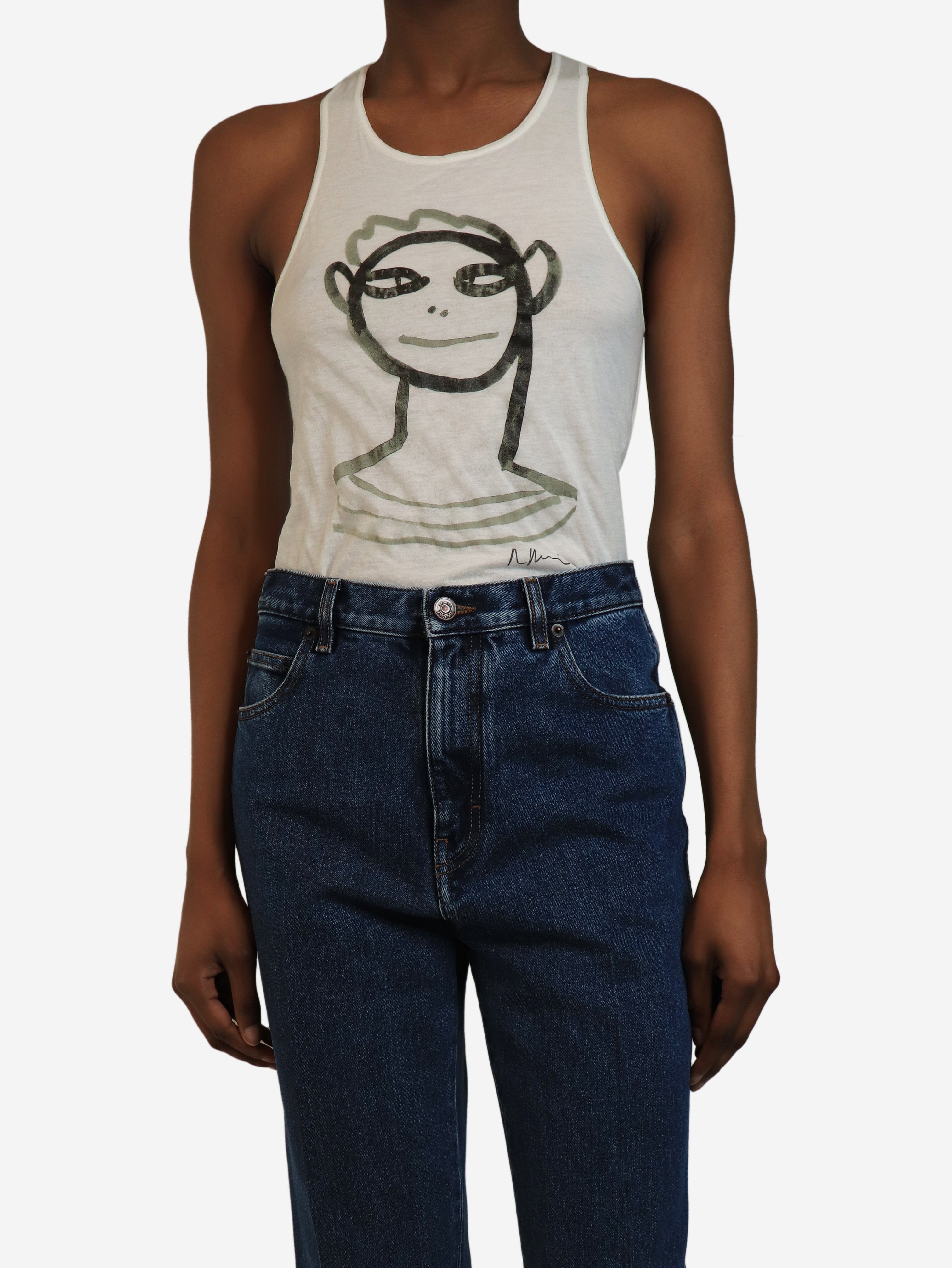 White face-print tank top - size UK 8 Tops Marni 