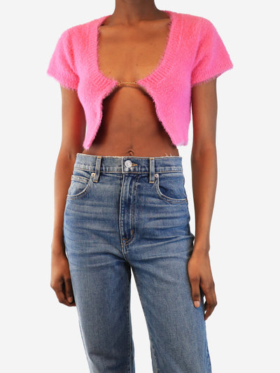 Pink fluffy cropped cardigan - size UK 6 Tops Jacquemus 