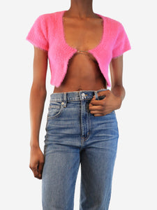 Jacquemus Pink fluffy cropped cardigan - size UK 6