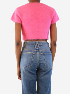 Jacquemus Pink fluffy cropped cardigan - size UK 6