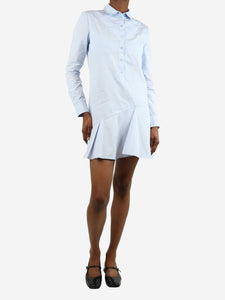 Christian Dior Blue asymmetric peplum mini shirt dress - size UK 8