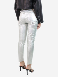 Rag & Bone Silver metallic leather trousers - size UK 8