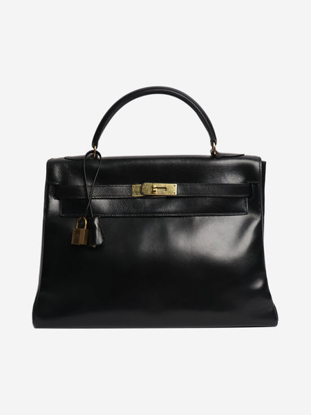 Black vintage box calf leather hermes kelly 28 product image