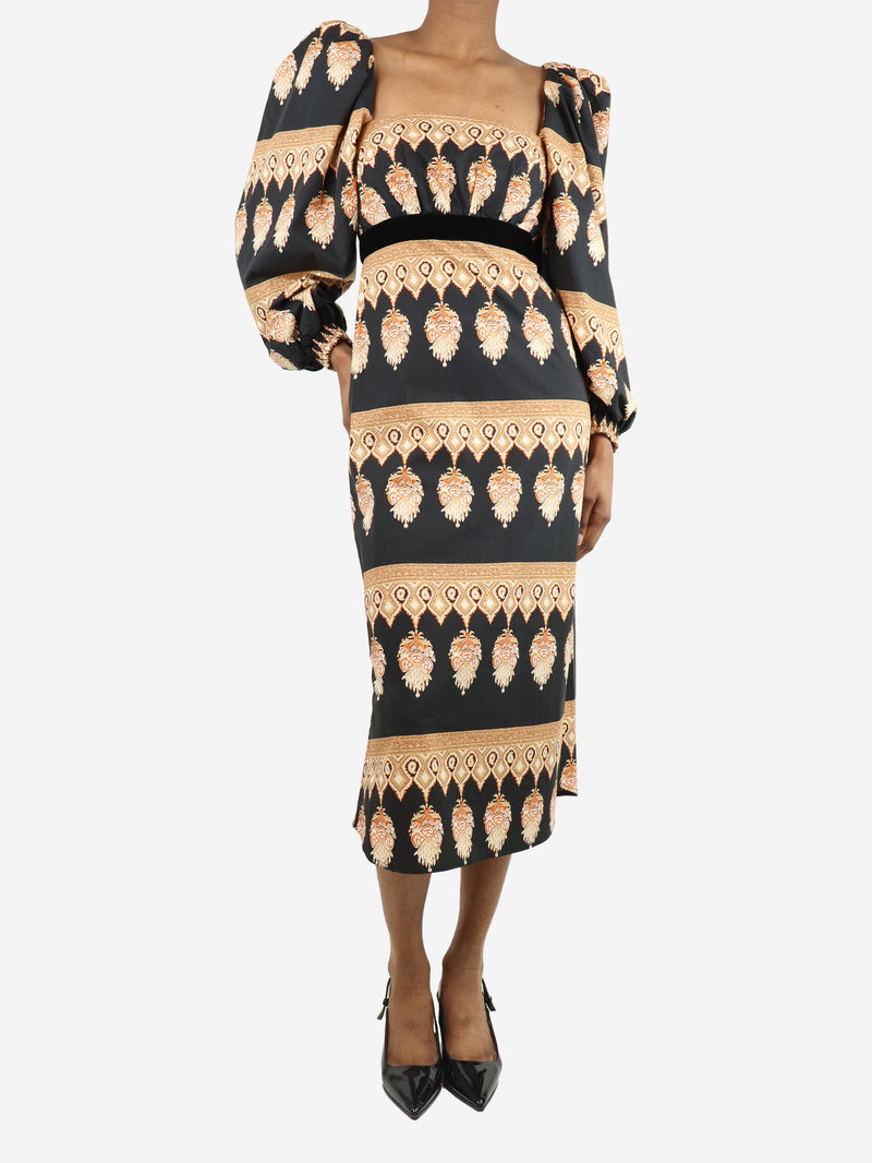 printed puffball sleeve cotton dress