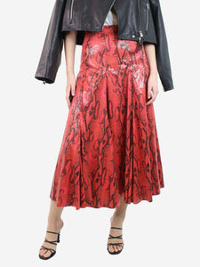 MSGM Red and black snake print A-line skirt - size UK 10