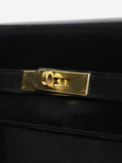 Black vintage box calf leather hermes kelly 28 Top Handle Bags Hermes 