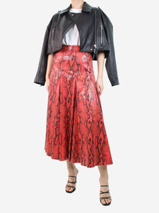 MSGM Red and black snake print A-line skirt - size UK 10