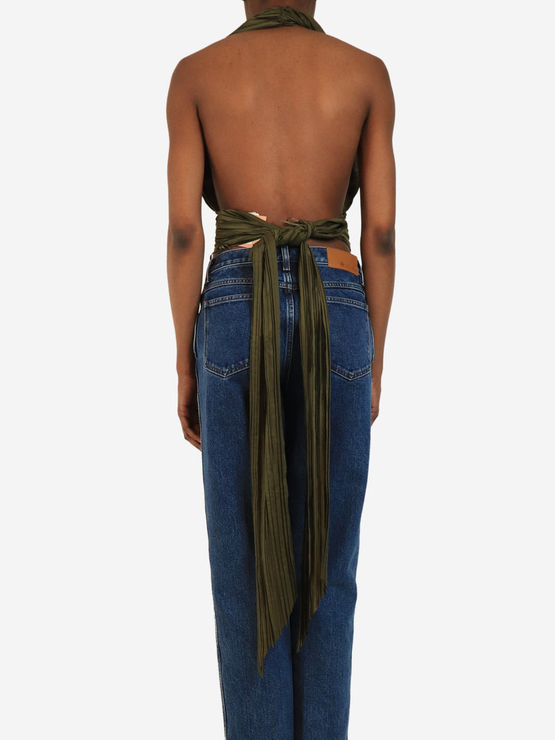 Green pleated halter-neck top - size XXS Tops Cult Gaia 