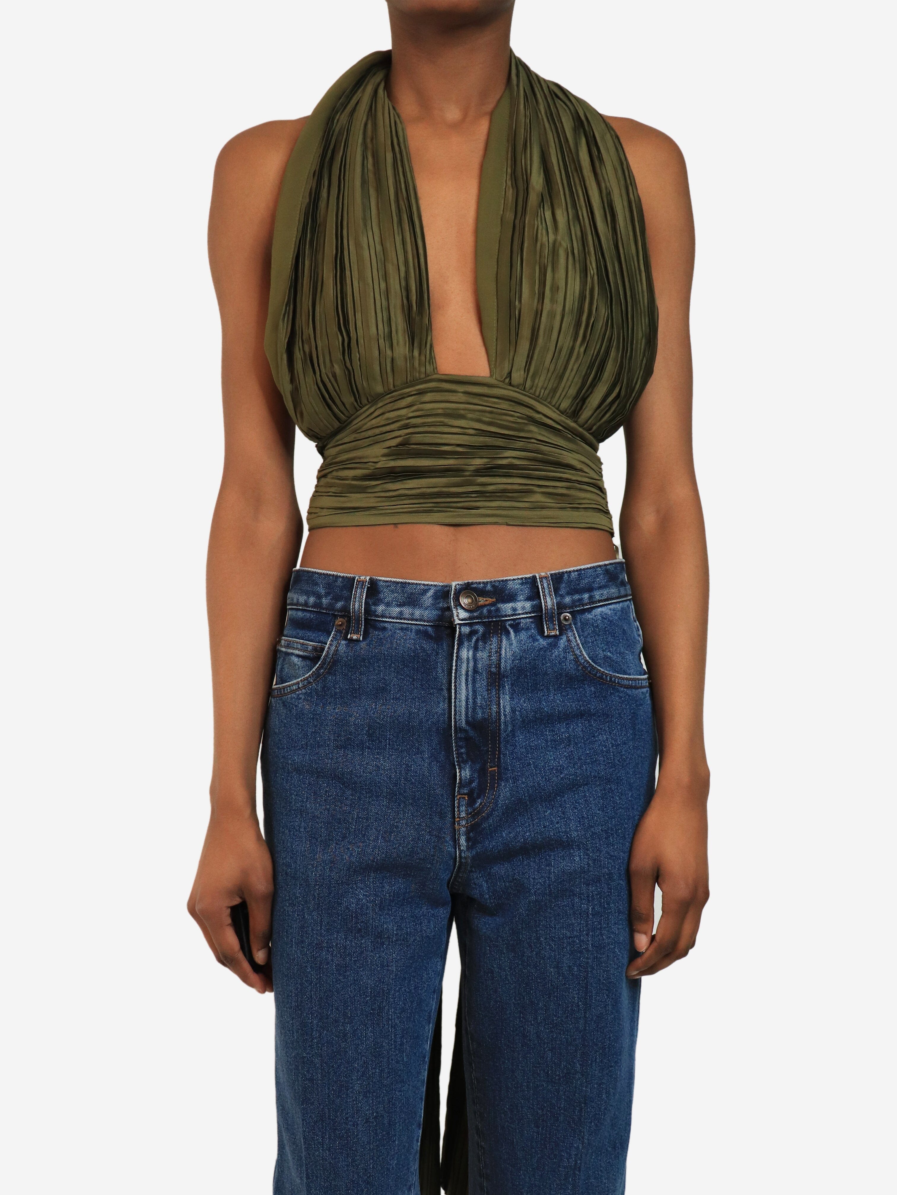 Green pleated halter-neck top - size XXS Tops Cult Gaia 