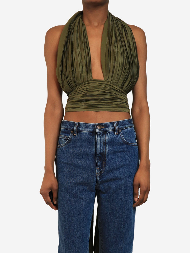 Green pleated halter-neck top - size XXS Tops Cult Gaia 