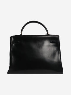 Black vintage box calf leather hermes kelly 28 Top Handle Bags Hermes 