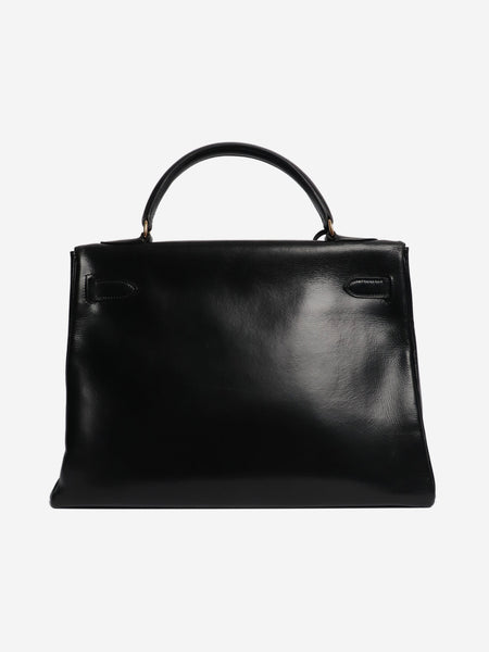 Black vintage box calf leather hermes kelly 28 alternate image