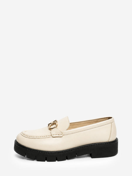 Cream leather Gancini lug sole loafers - size EU 38.5 product image