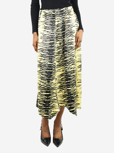 Yellow elasticated animal print midi skirt - size UK 6 Skirts Ganni 