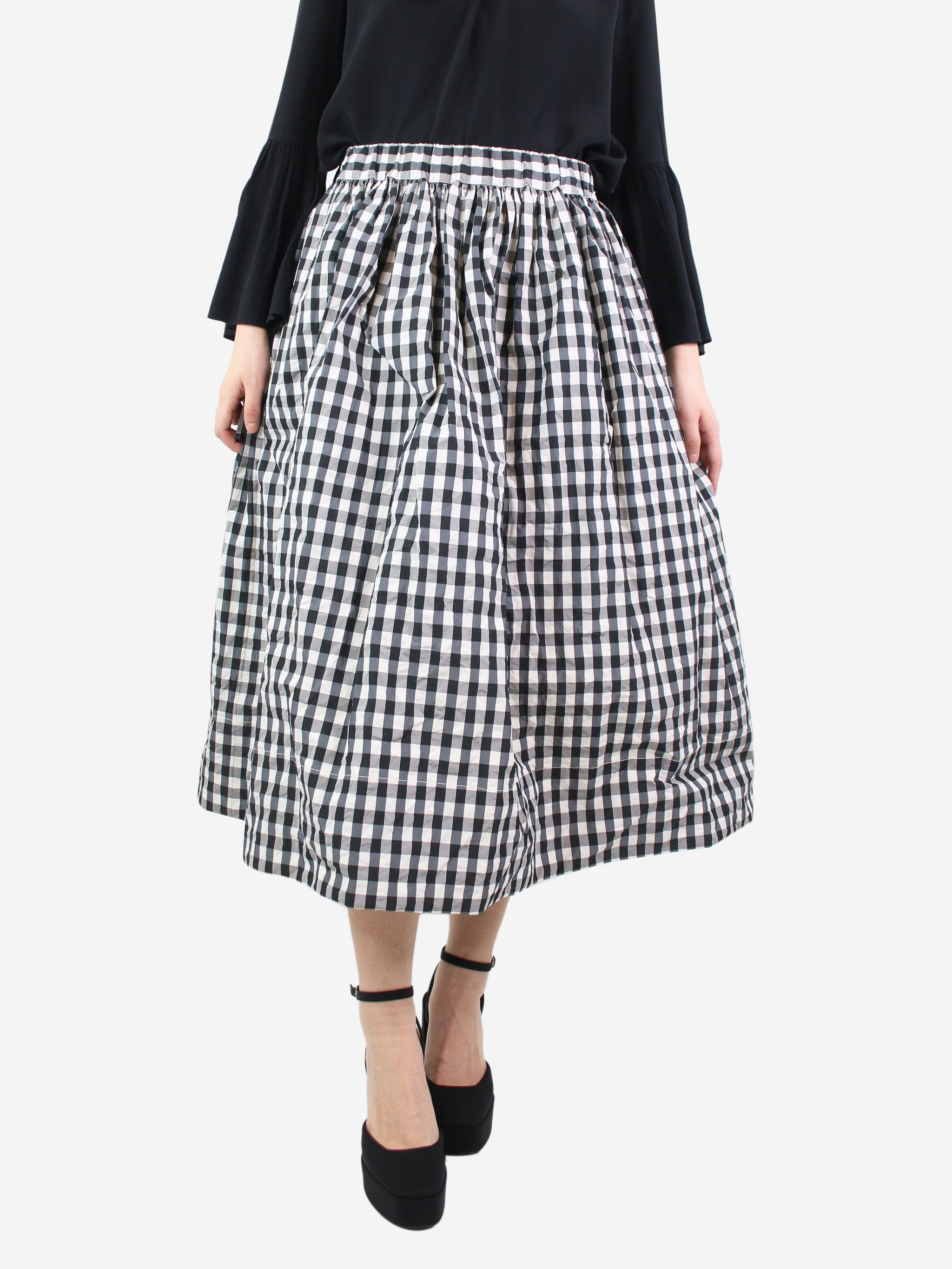 Apuntob pre owned black and white gingham flared skirt size L