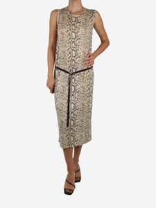 Zimmermann Neutral snake print tank midi dress - size UK 10