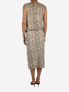 Zimmermann Neutral snake print tank midi dress - size UK 10