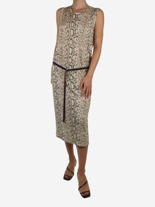 Zimmermann Neutral snake print tank midi dress - size UK 10