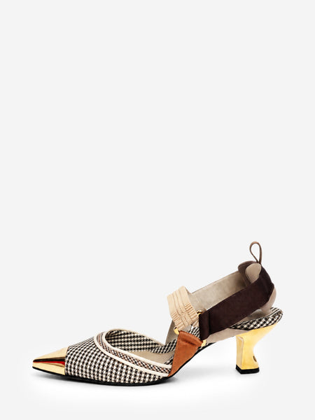 Brown houndstooth Colibrì slingbacks - size EU 40 product image