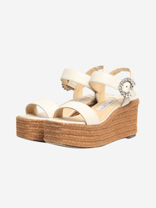 Jimmy Choo White Mirabelle crystal espadrille wedges - size EU 36 (UK 3)