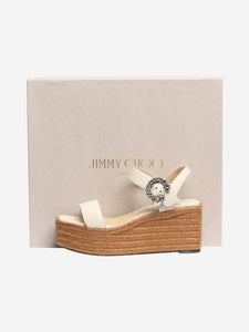 Jimmy Choo White Mirabelle crystal espadrille wedges - size EU 36 (UK 3)