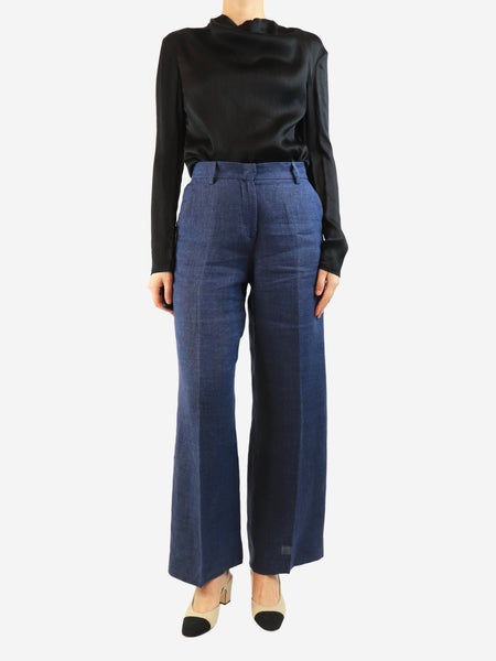 Blue linen trousers - size UK 8 alternate image