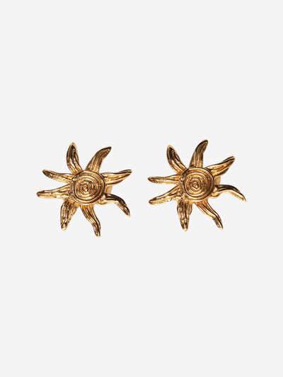 Gold vintage sun clip on earrings Jewellery Saint Laurent 