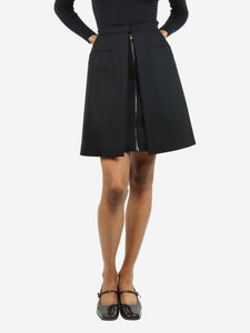 Alaia Black wool panelled zip-through mini skirt - size UK 8