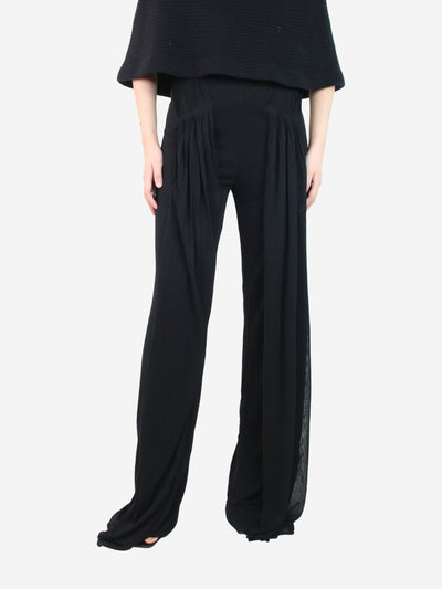 Black pleated wide-leg trousers - size UK 12 Trousers Ralph Lauren 