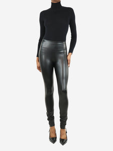 Wolford Black faux-leather leggings - size UK 6