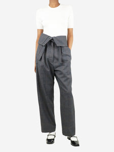 Loewe Grey high-waist check wool trousers - size UK 8