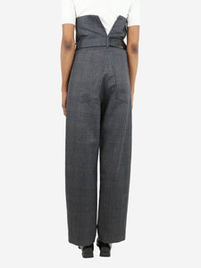 Loewe Grey high-waist check wool trousers - size UK 8