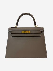 Hermes Etoupe 2023 Kelly 28 bag in Epsom leather